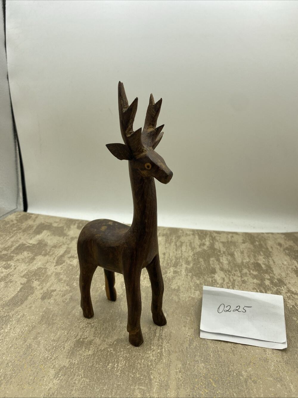 Hand Carved Wooden Deer Buck Reindeer 8” Sculpture Figure Decor Vintage MCM
